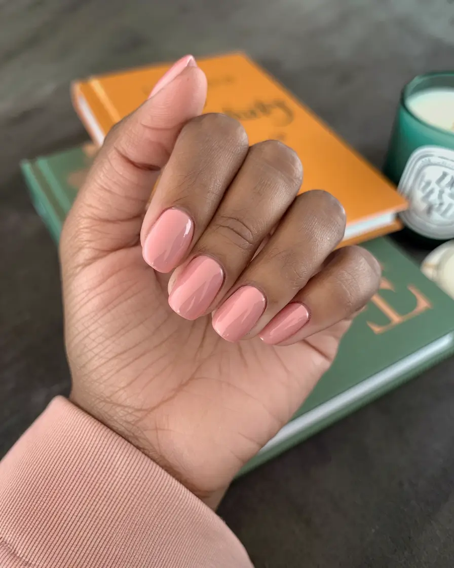 classy summer nails for a chic 2025 look Rosy Apricot Glow