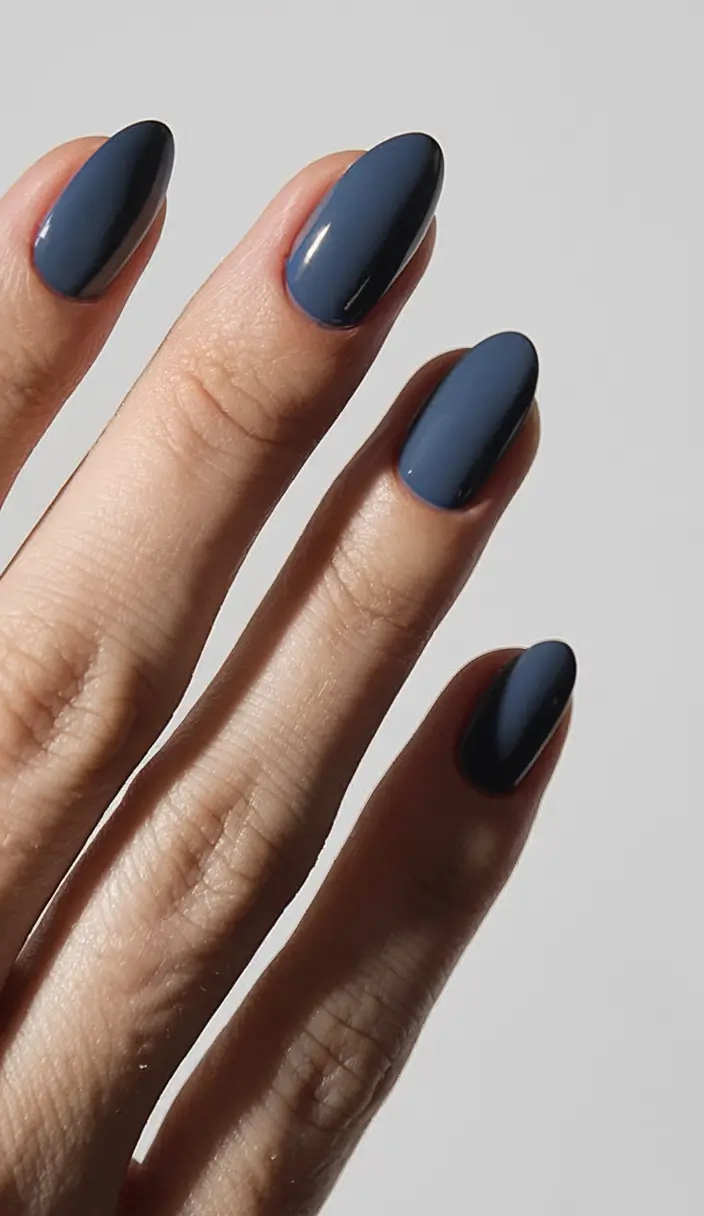 classy summer nails for a chic 2025 look Dusty Navy Cool Down