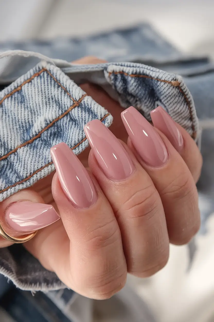 coffin nails that slay summer 2025 Dusty Rose Dream: The Denim Companion