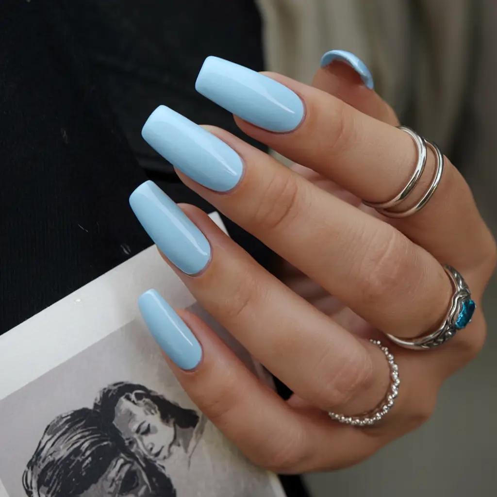 coffin nails that slay summer 2025 Serenity Blue: The Sky’s Reflection