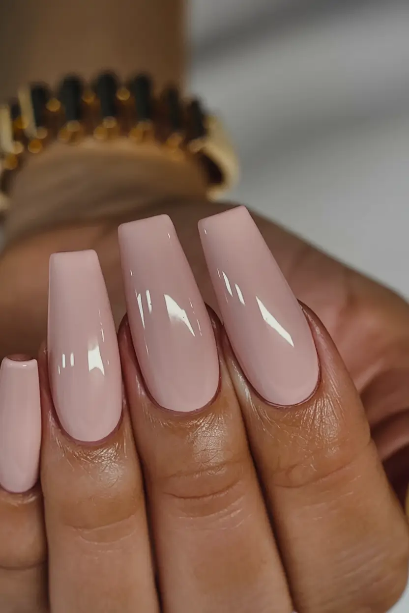 coffin nails that slay summer 2025 Glossy Blush Perfection: Timeless Summer Nude