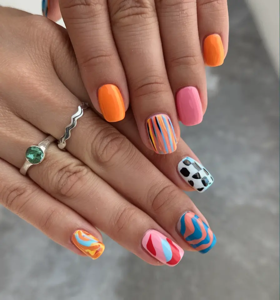 colorful summer nails to try in 2025 Maximalist Pop Art