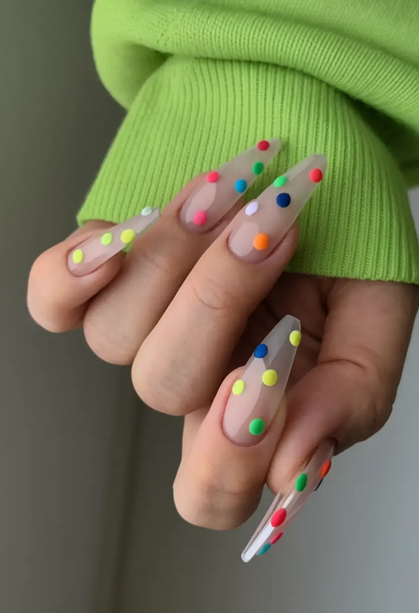 colorful summer nails to try in 2025 Confetti Dot Party