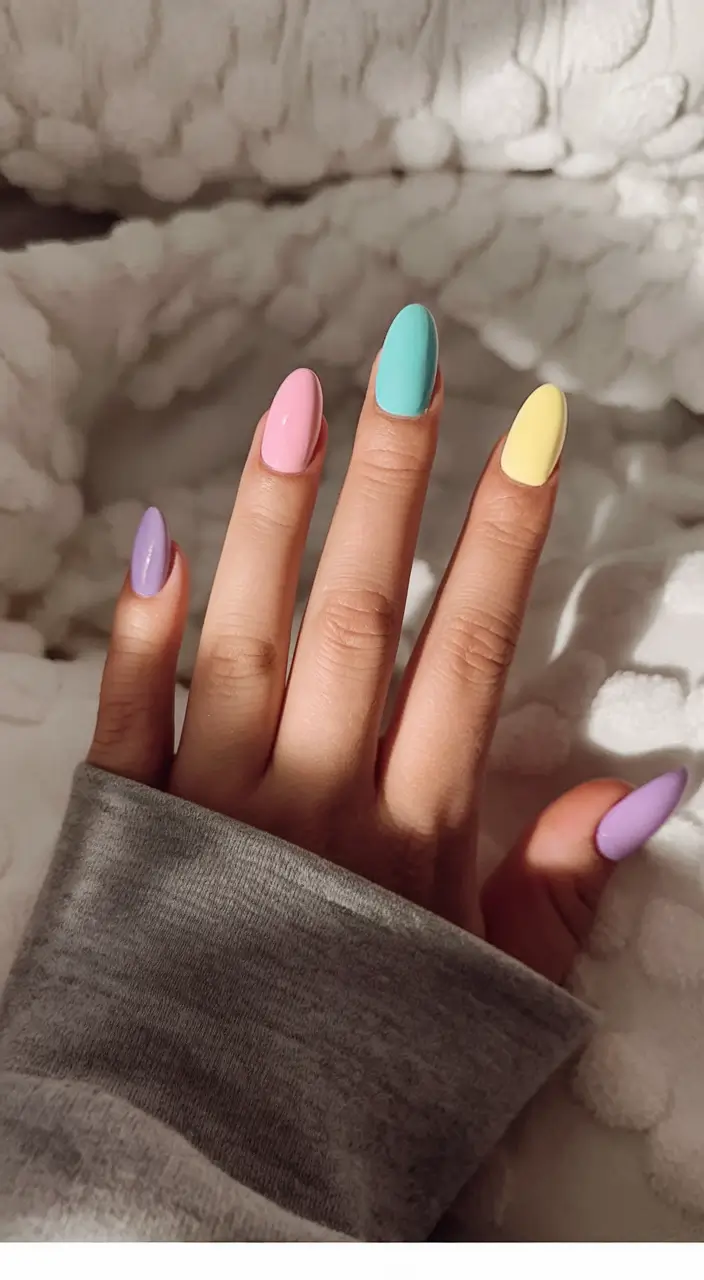 colorful summer nails to try in 2025 Pastel Candy Pop
