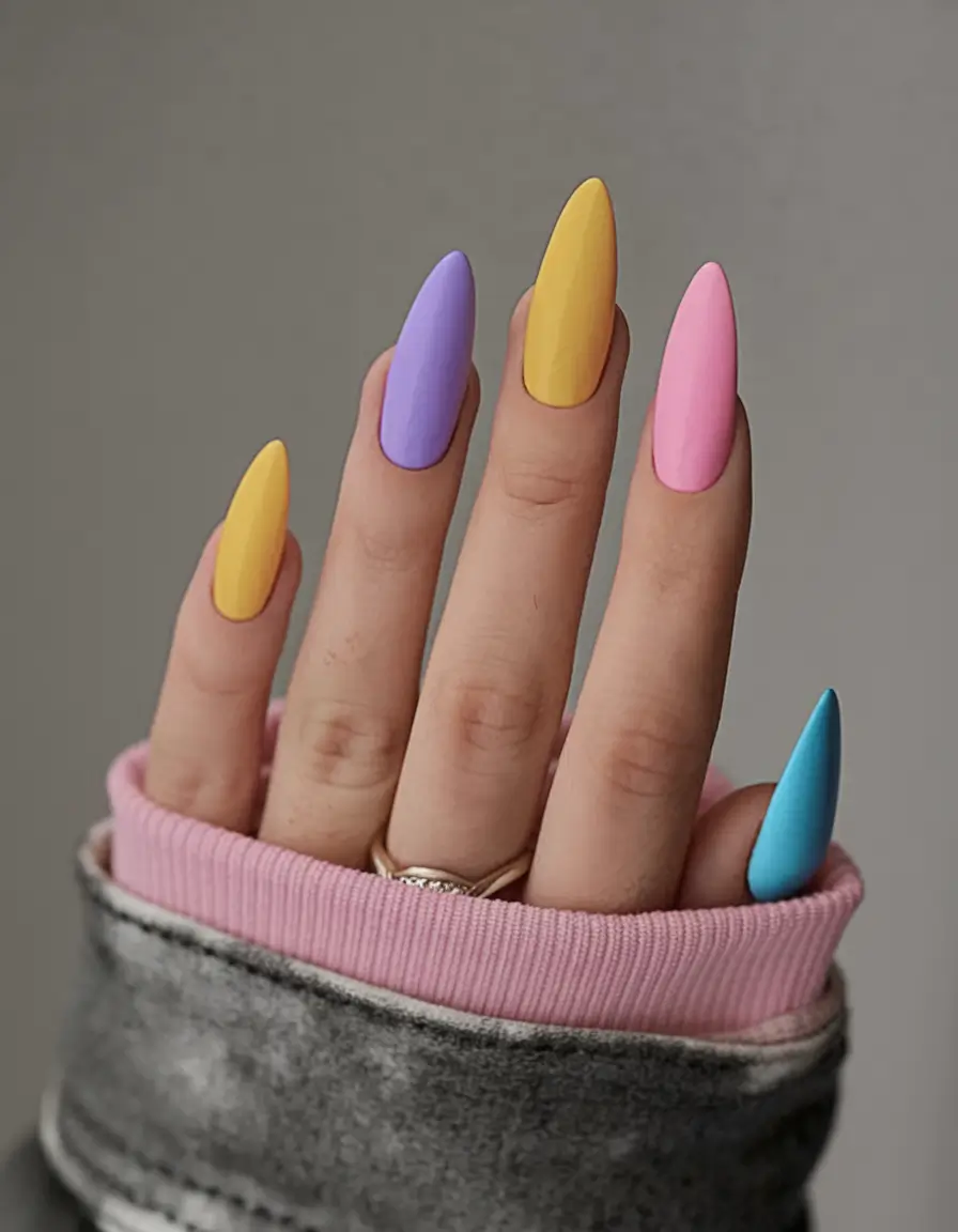 colorful summer nails to try in 2025 Matte Sorbet Dreams