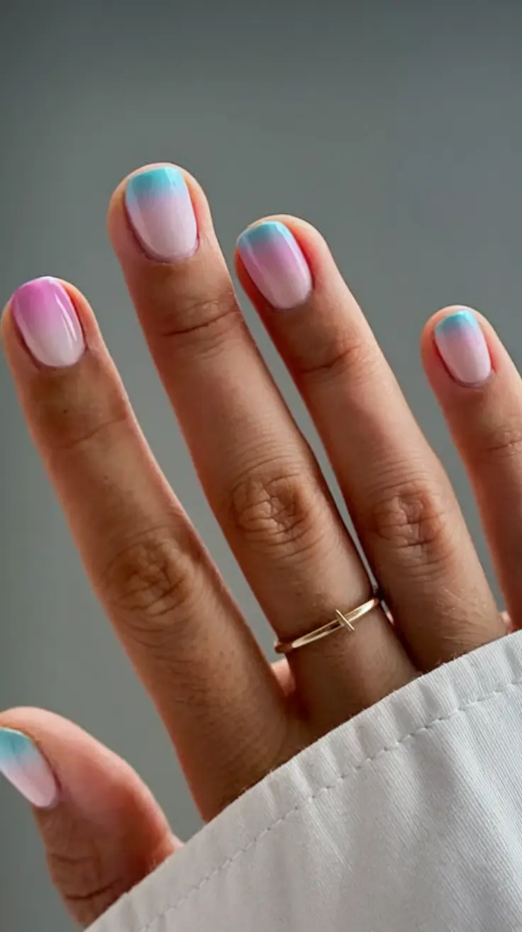 colorful summer nails to try in 2025 Skyline Cotton Candy Ombre
