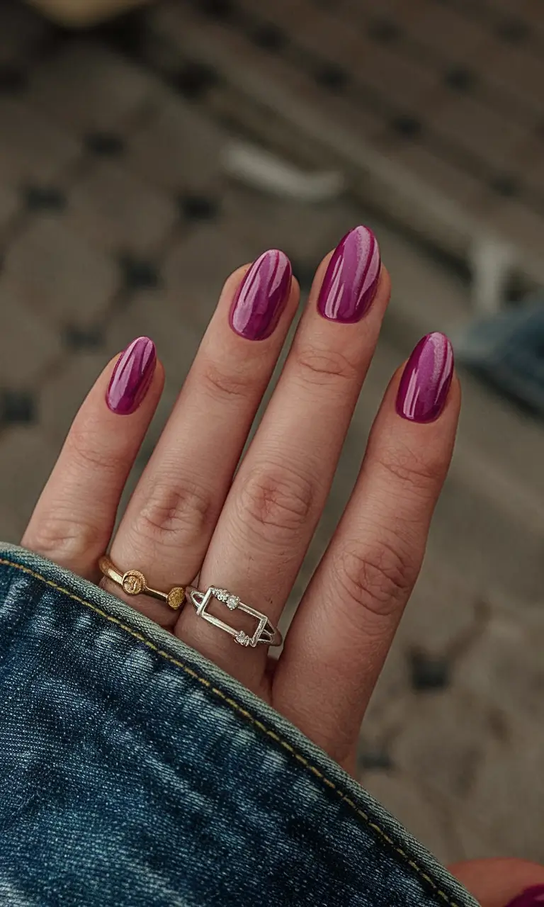 colorful summer nails to try in 2025 Summer Berry Gloss