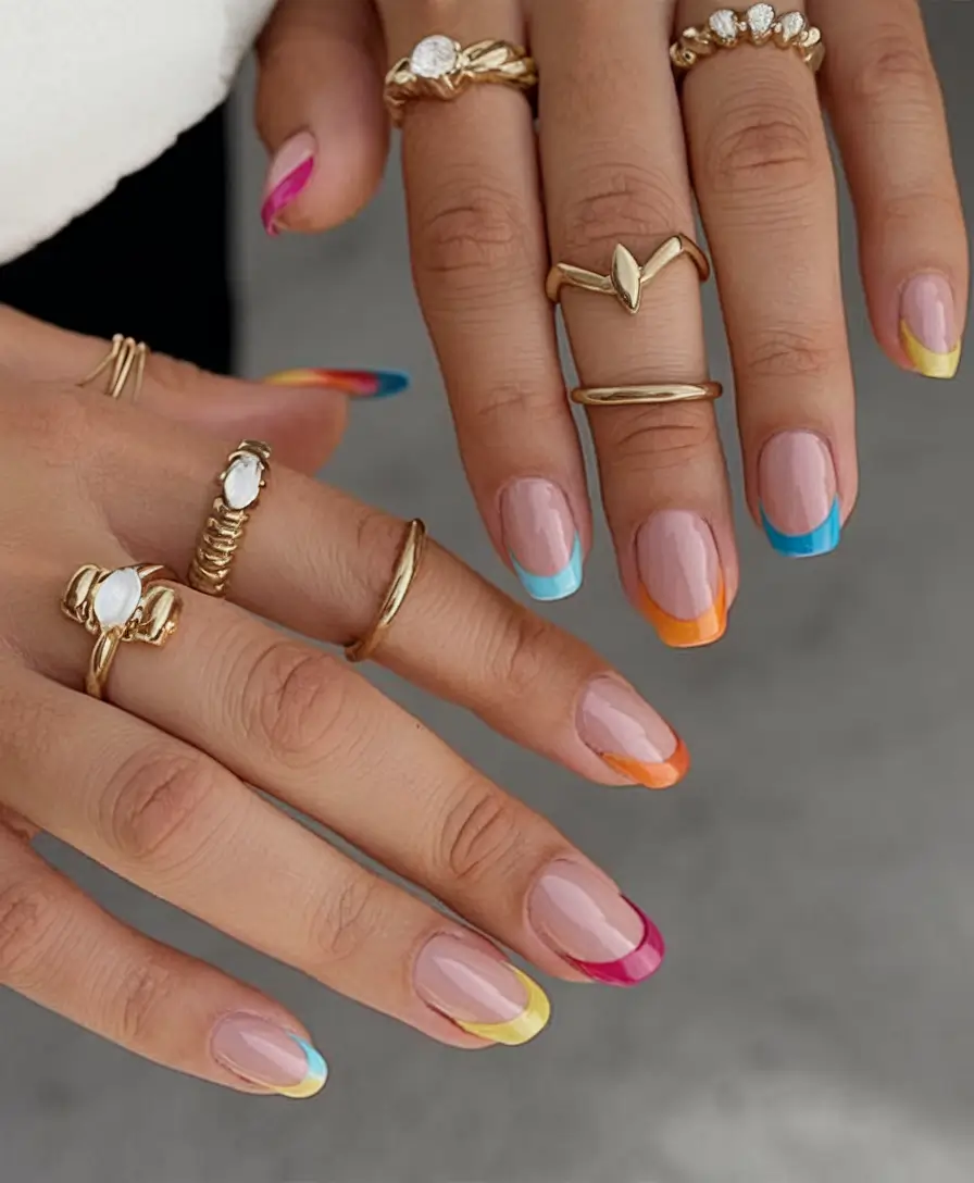 colorful summer nails to try in 2025 Micro French, Major Mood