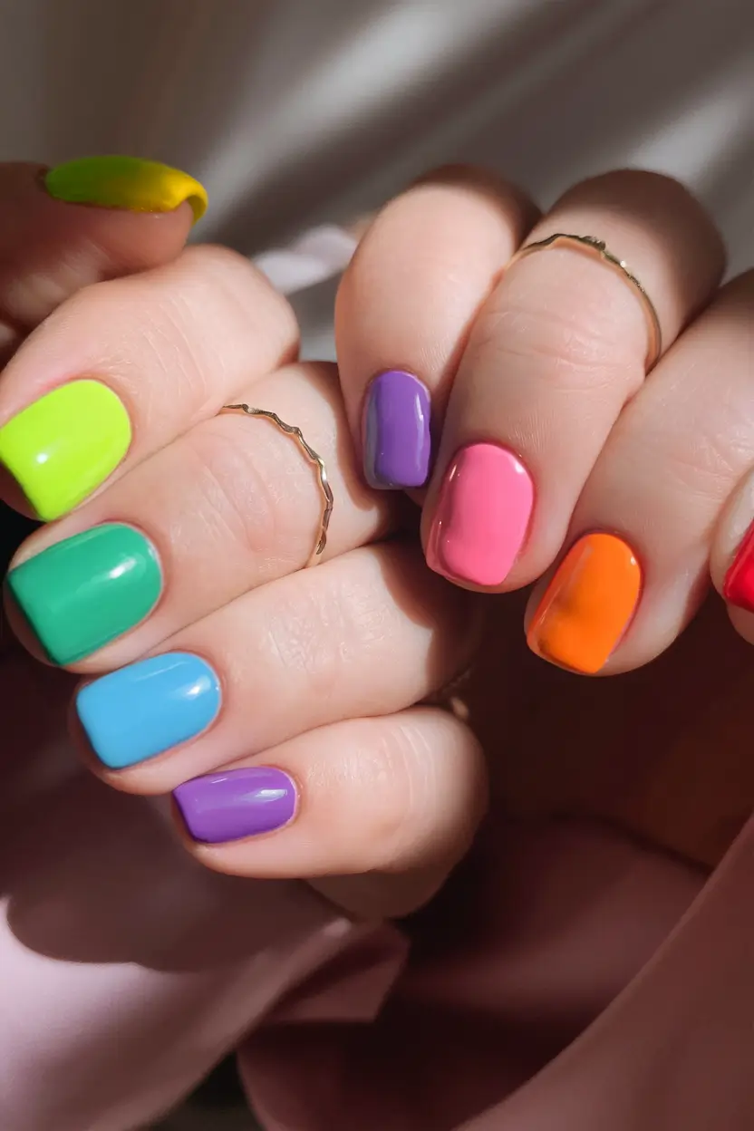 colorful summer nails to try in 2025 Crayon Crush