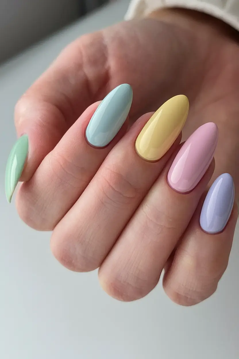 colorful summer nails to try in 2025 Pastel Macaron Set