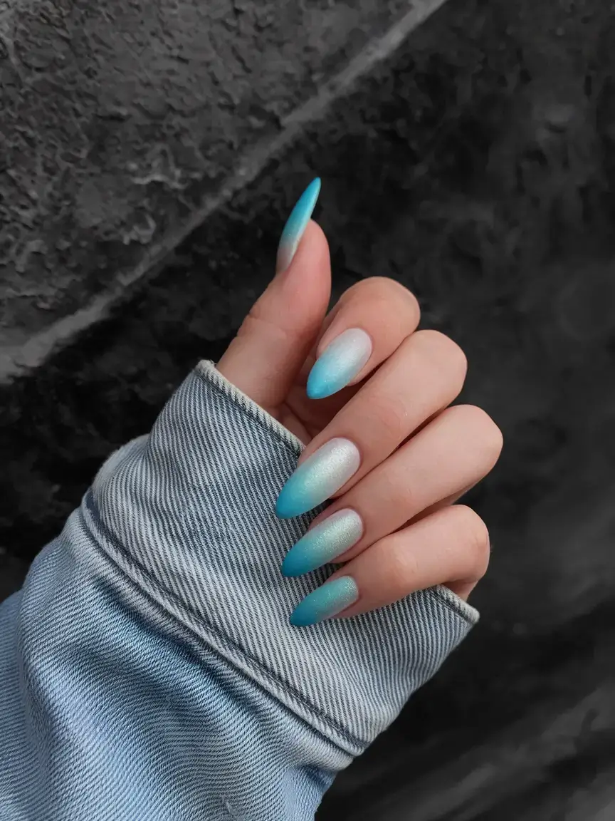 cool blue nail ideas for summer 2025 Ocean Breeze Gradient