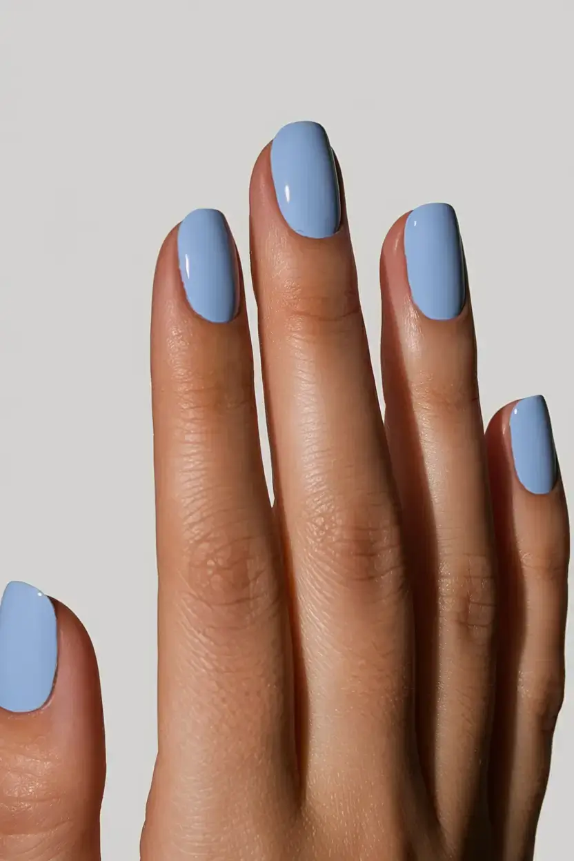 cool blue nail ideas for summer 2025 Baby Blue Chic Shorties