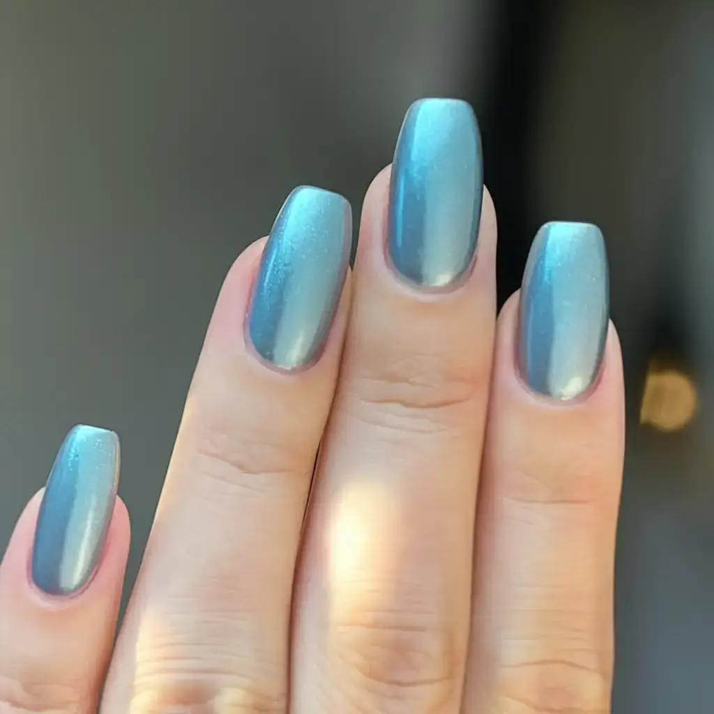 cool blue nail ideas for summer 2025 Shimmering Blue Lagoon