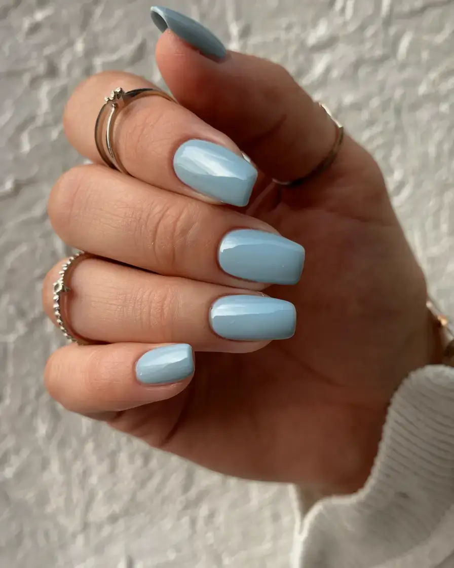 cool blue nail ideas for summer 2025 Powder Blue Casual Glam