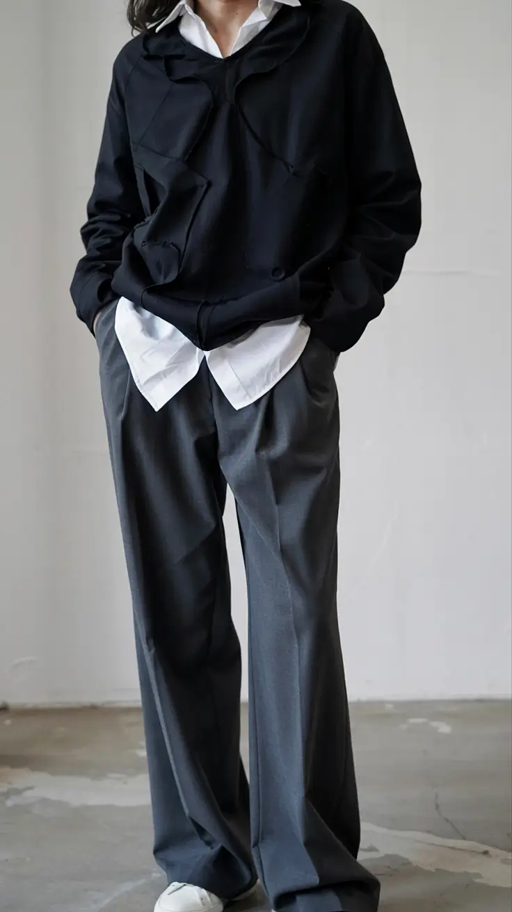 cozy fall outfits ideas 2025+Menswear Twist on the Classic Formula