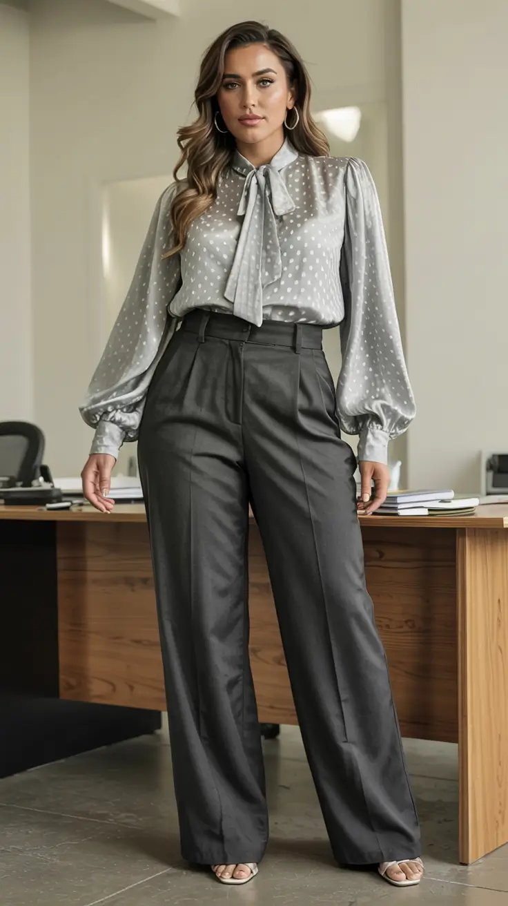 curvy fall outfits ideas 2025+Polka-Dot Sophistication