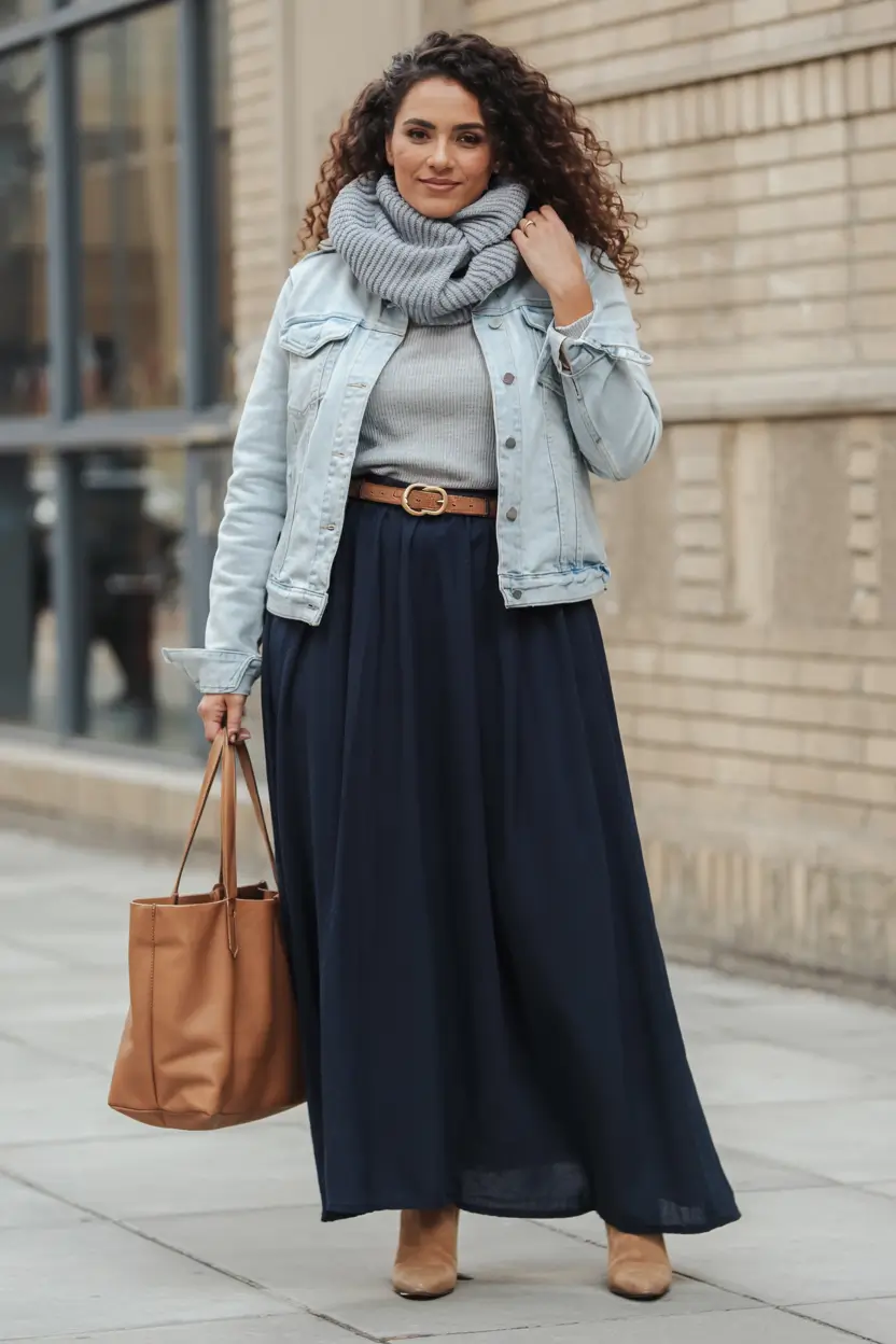 curvy fall outfits ideas 2025+Street-Ready Denim and Flow