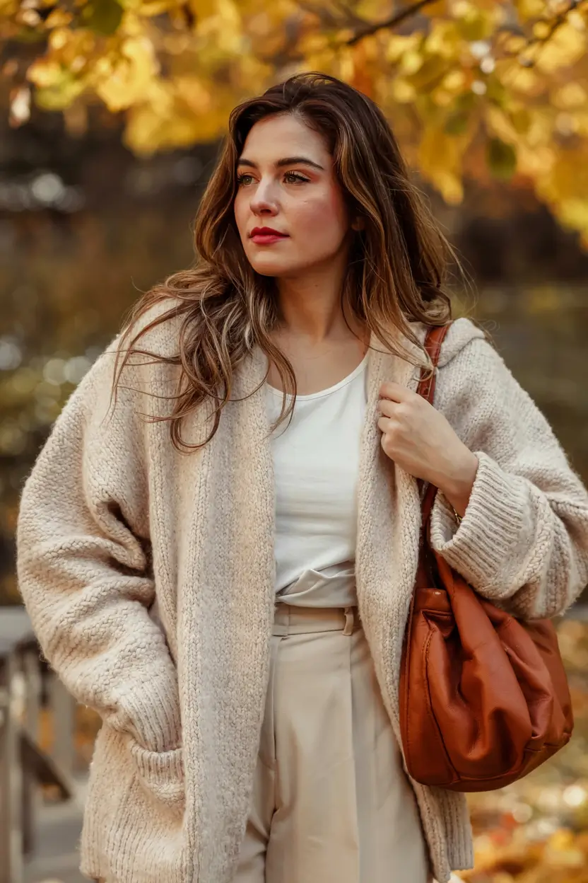 curvy fall outfits ideas 2025+Golden Hour Neutrals