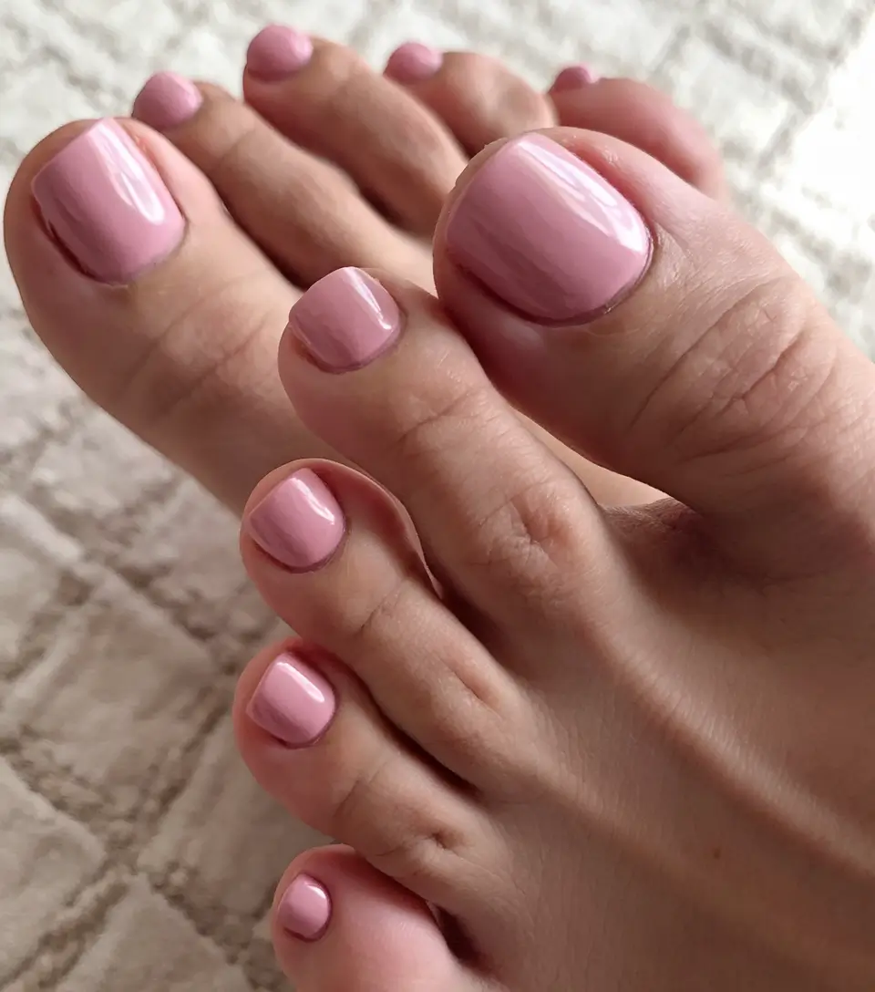 cute august toe nails for summer 2025-Rosy Mauve for Barefoot Romance