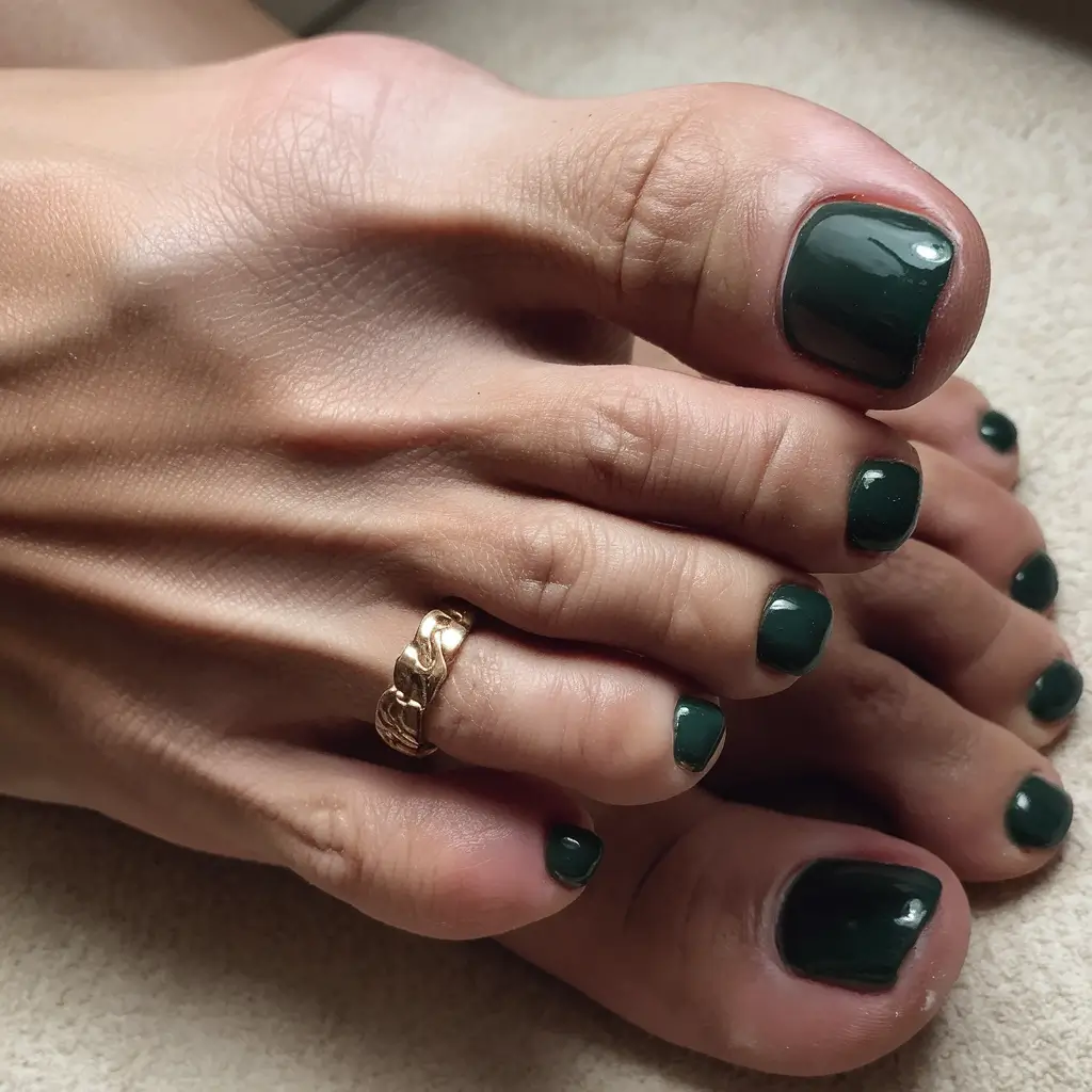 cute august toe nails for summer 2025-Pine Grove for Cool Depth