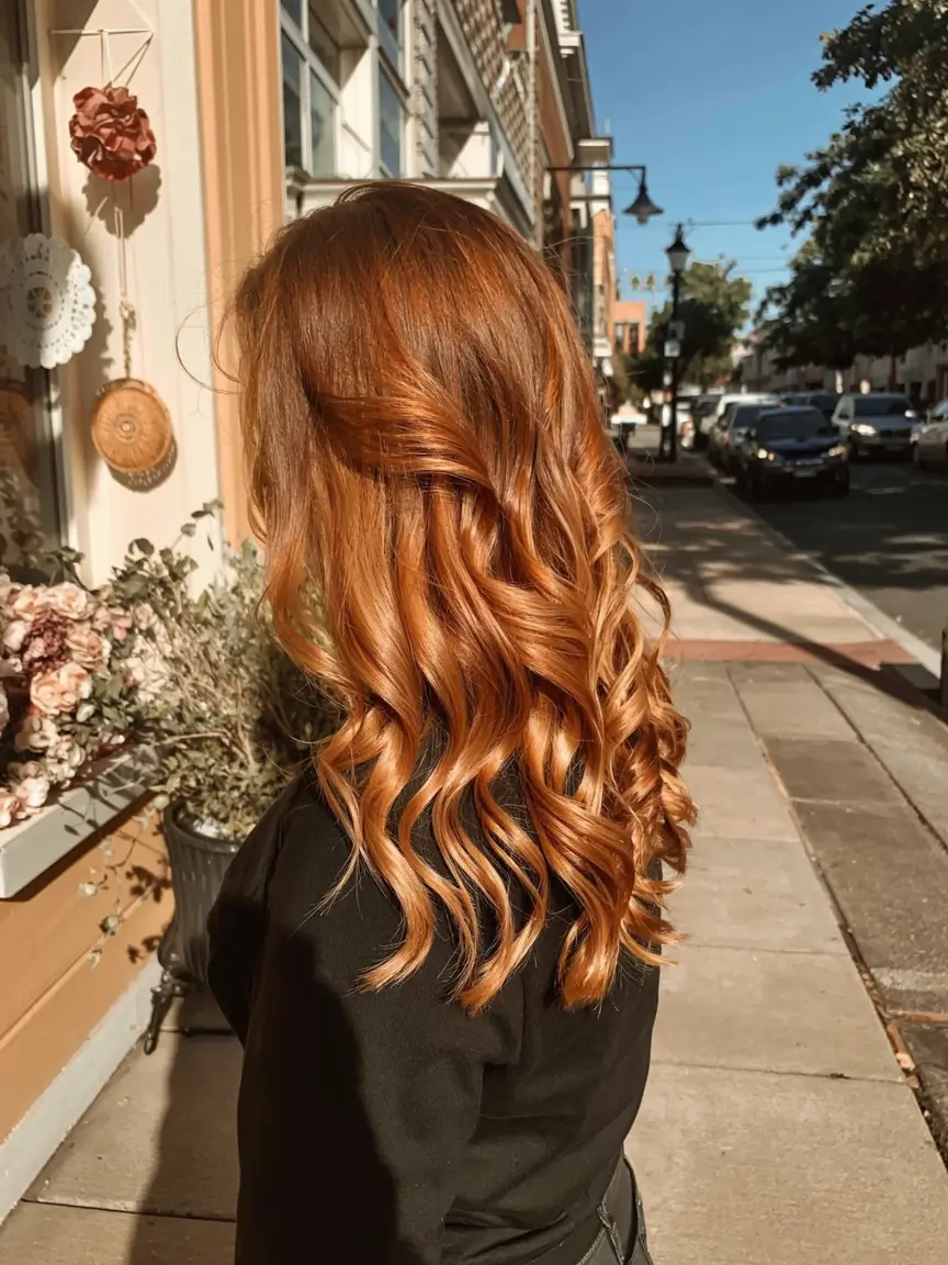 cute fall hair colors ideas 2025 Copper Glow Waves