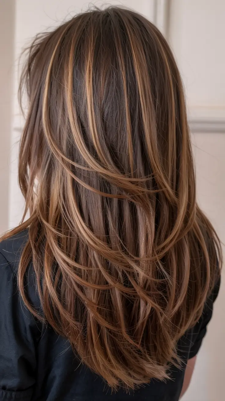 cute fall hair colors ideas 2025 Honey-Touched Brunette Layers