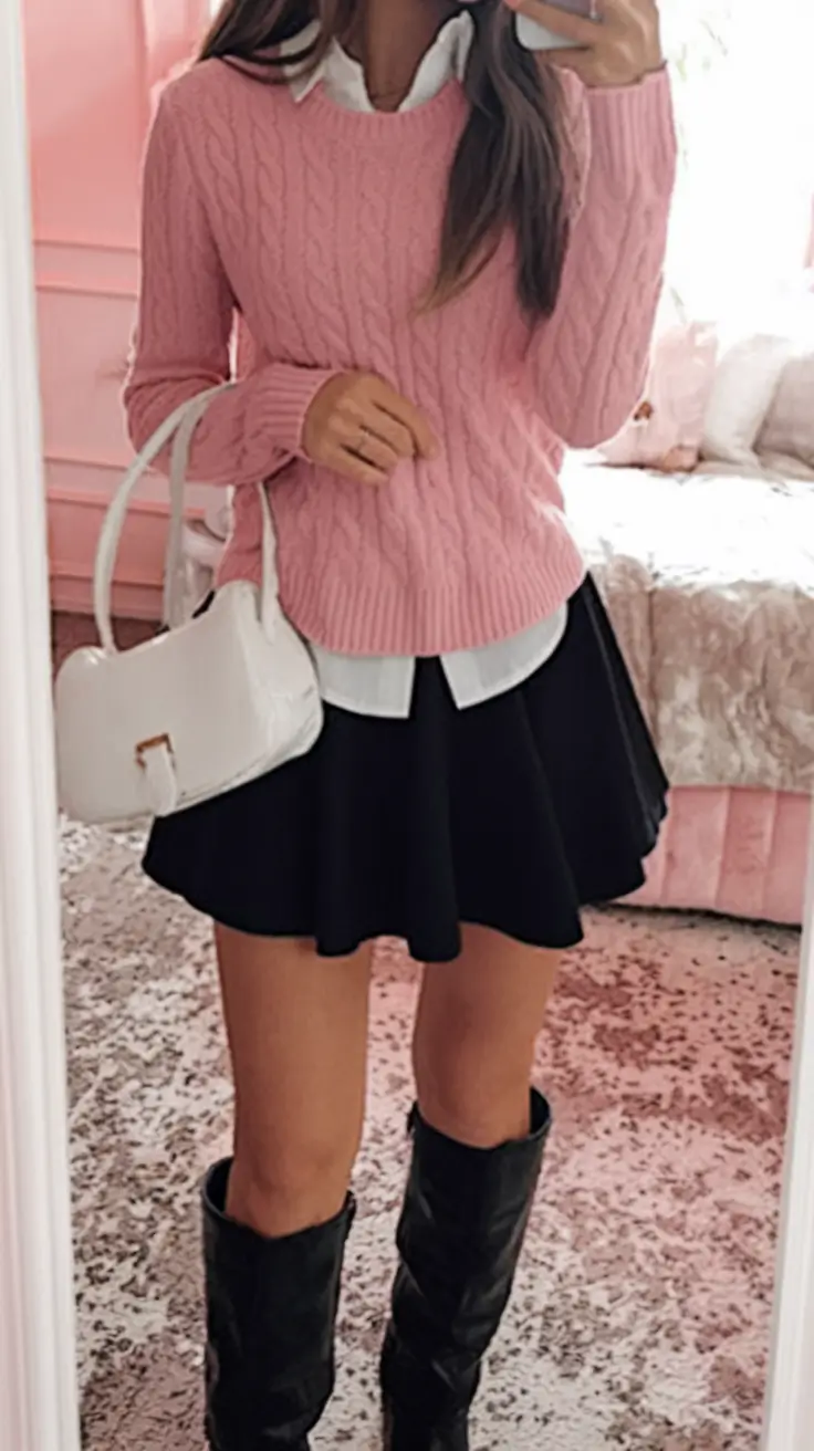 cute fall outfits for women 2025 Preppy Romance with an Edge