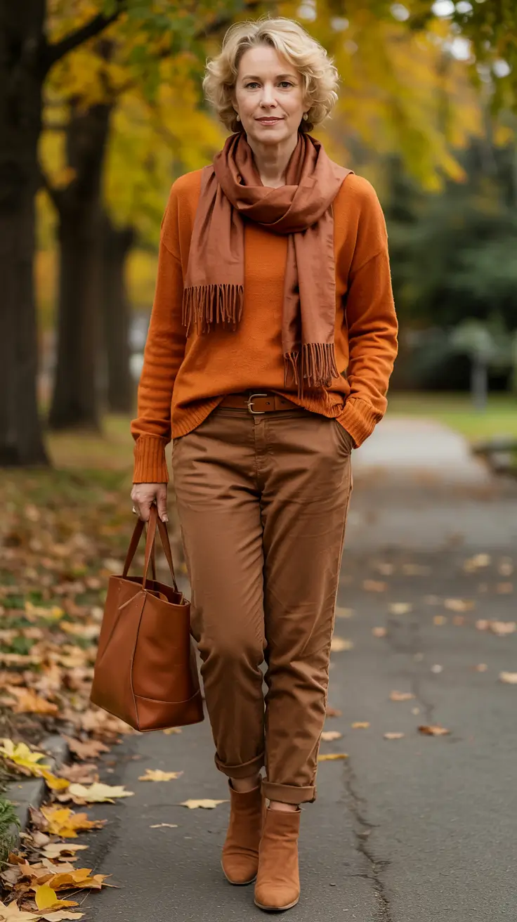cute fall outfits for women over 60 - ideas 2025+Pumpkin Spice Perfection in Earthy Tones