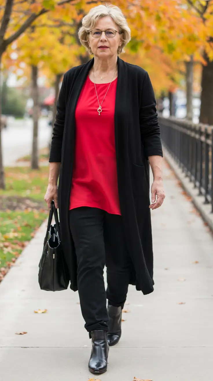 cute fall outfits for women over 60 - ideas 2025+Bold Red and Effortless Confidence