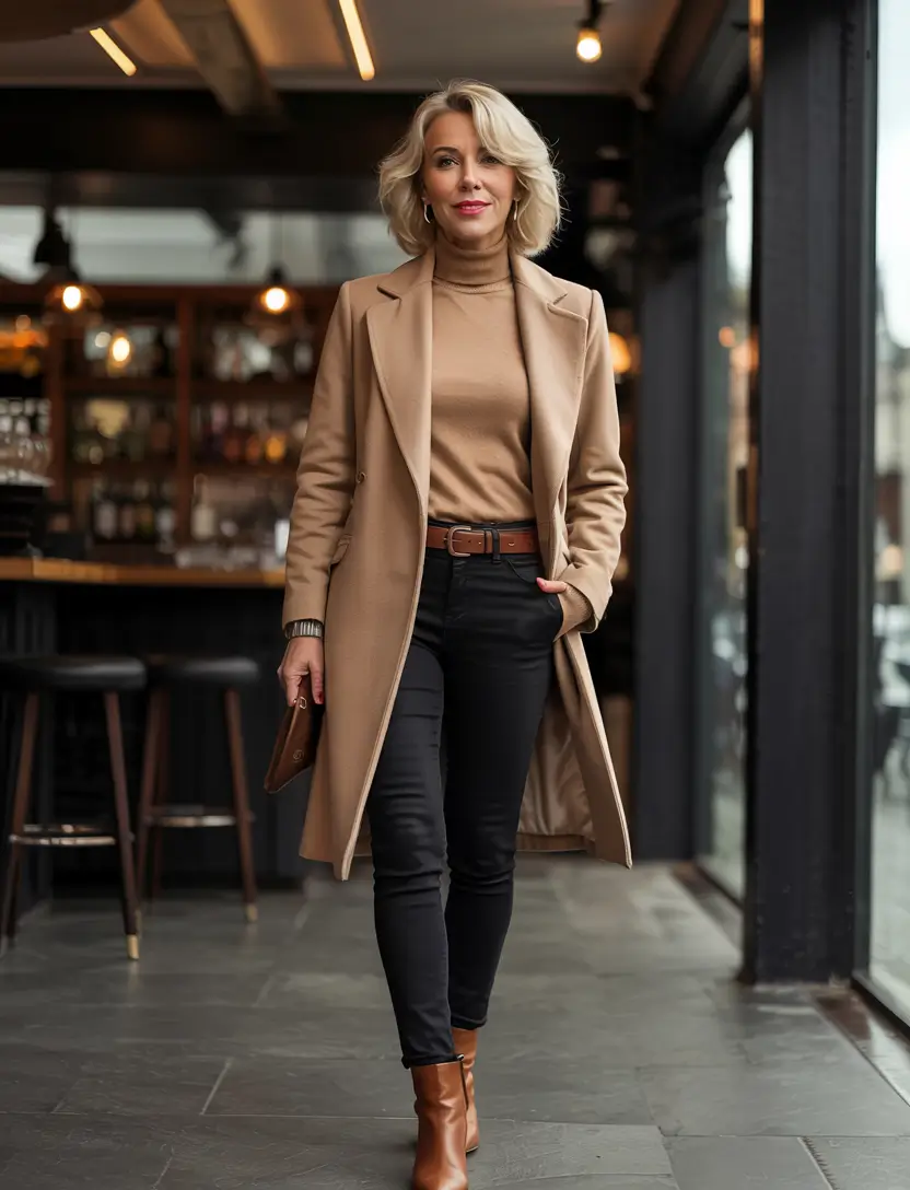 cute fall outfits for women over 60 - ideas 2025+Classic Camel and Black: Effortless Elegance