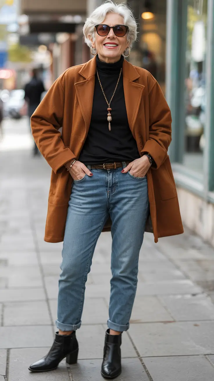 cute fall outfits for women over 60 - ideas 2025+Effortless Energy in Rust and Black