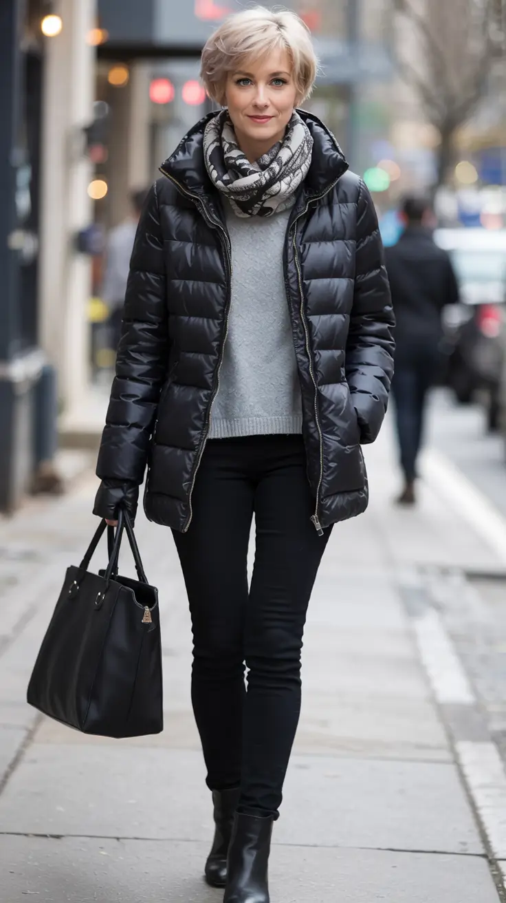 cute fall outfits for women over 60 - ideas 2025+Wintery Black with Cozy Layers