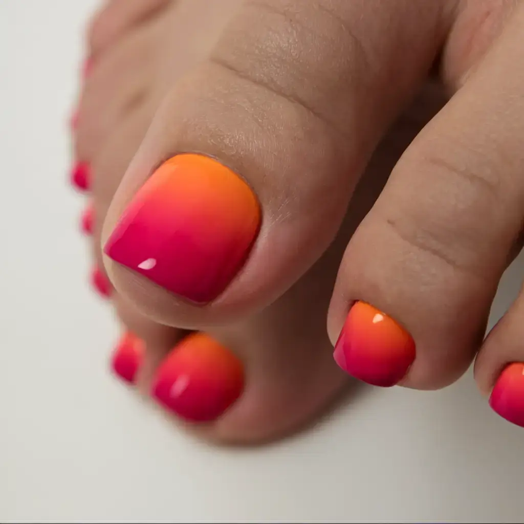 cute july toe nails for summer 2025 Neon Lava: Boldest Sunset Ever