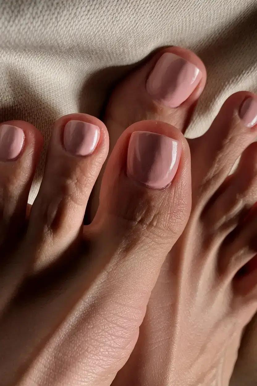 cute july toe nails for summer 2025 Rosy Petal Perfection: The Soft Pink Essential