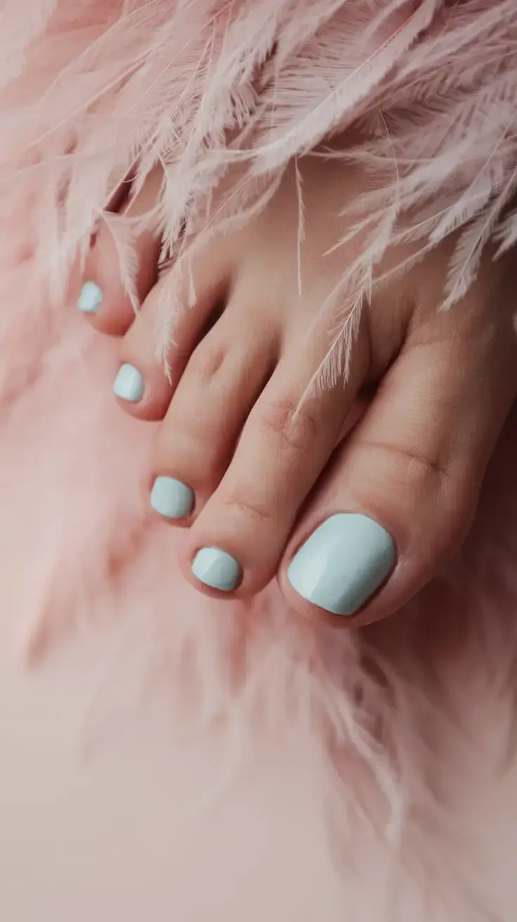 cute july toe nails for summer 2025 Ice Blue Whisper: Cooling Down in Style