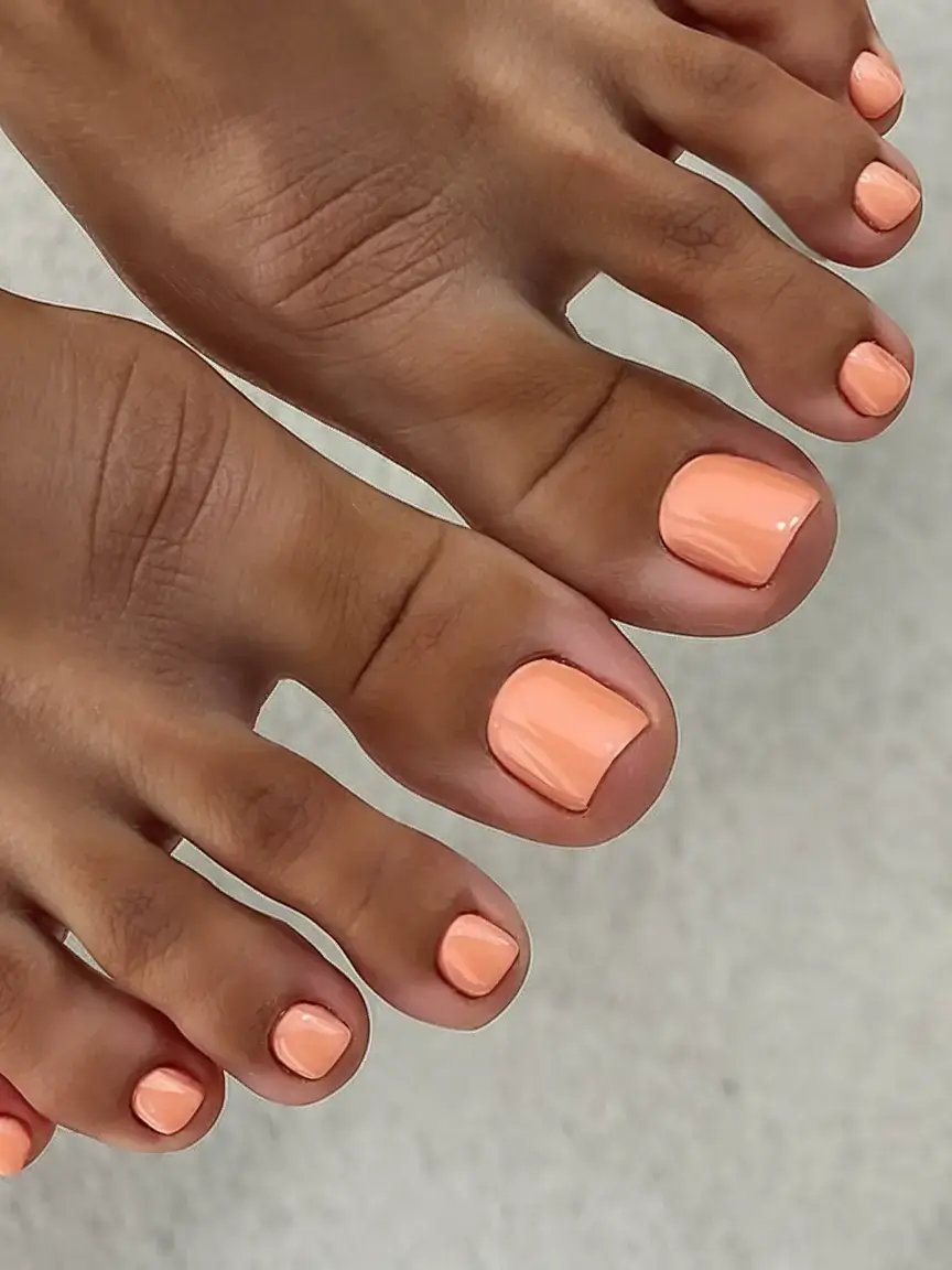 cute july toe nails for summer 2025 Peach Sorbet: Juicy, Playful & Effortless
