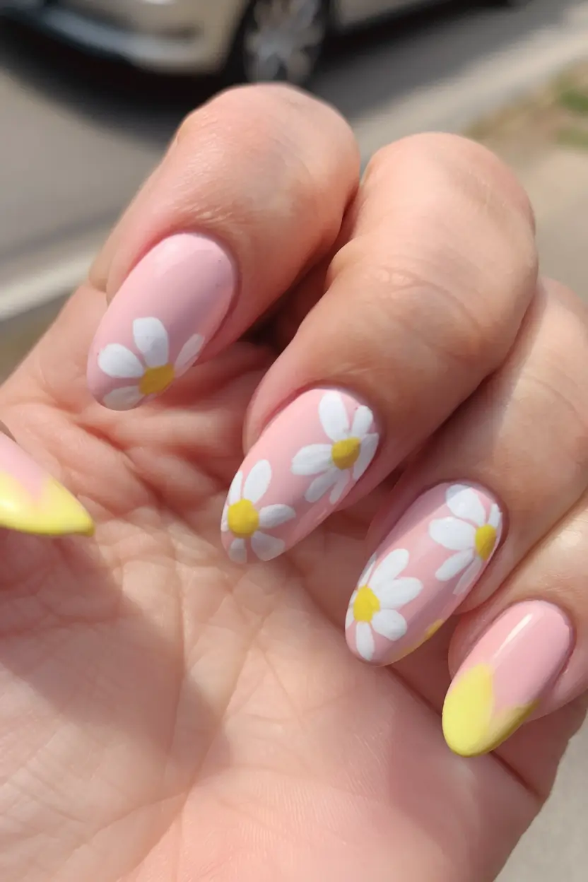 cute summer nail inspo for 2025 Oversized Daisy Playfulness