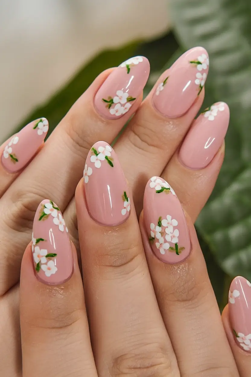 cute summer nail inspo for 2025 Delicate Daisies on Blush