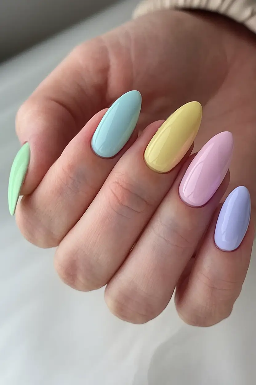 cute summer nail inspo for 2025 Pastel Skittle Perfection
