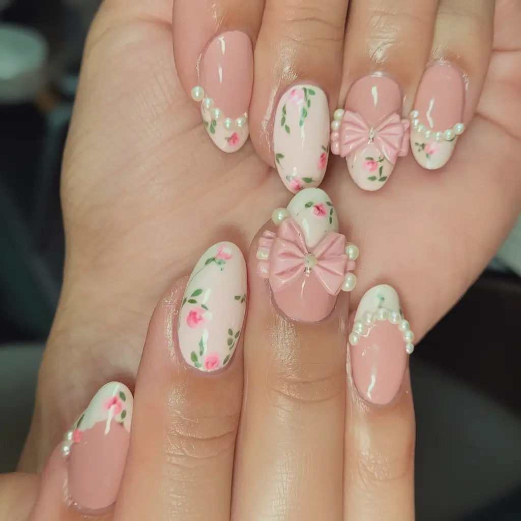 cute summer nail inspo for 2025 Vintage Cottagecore Vibes