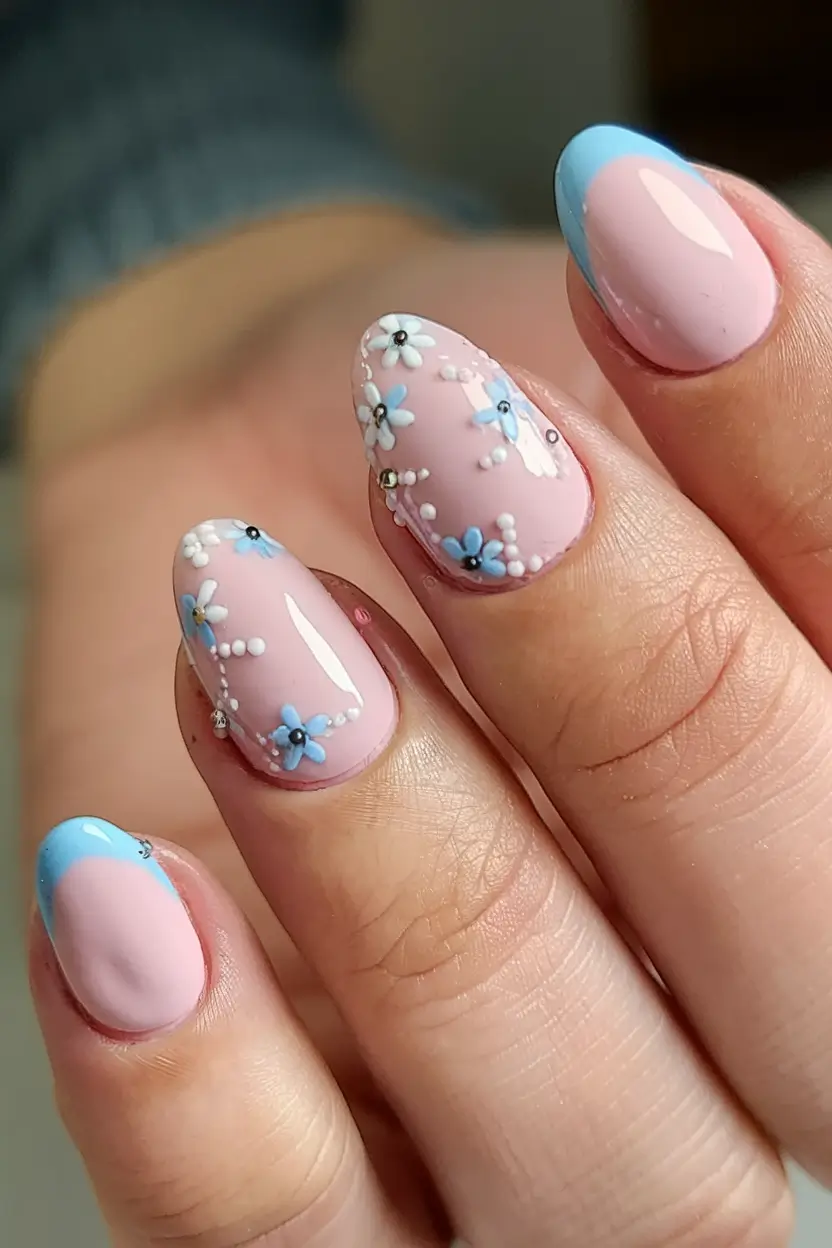 cute summer nails youll love in 2025 blue-blooms-soft-petals