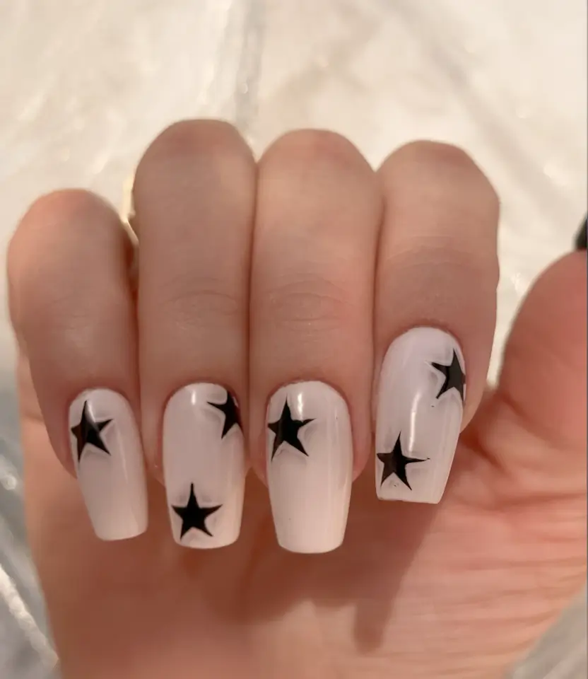 cute summer nails youll love in 2025 midnight-stars-snowy-white