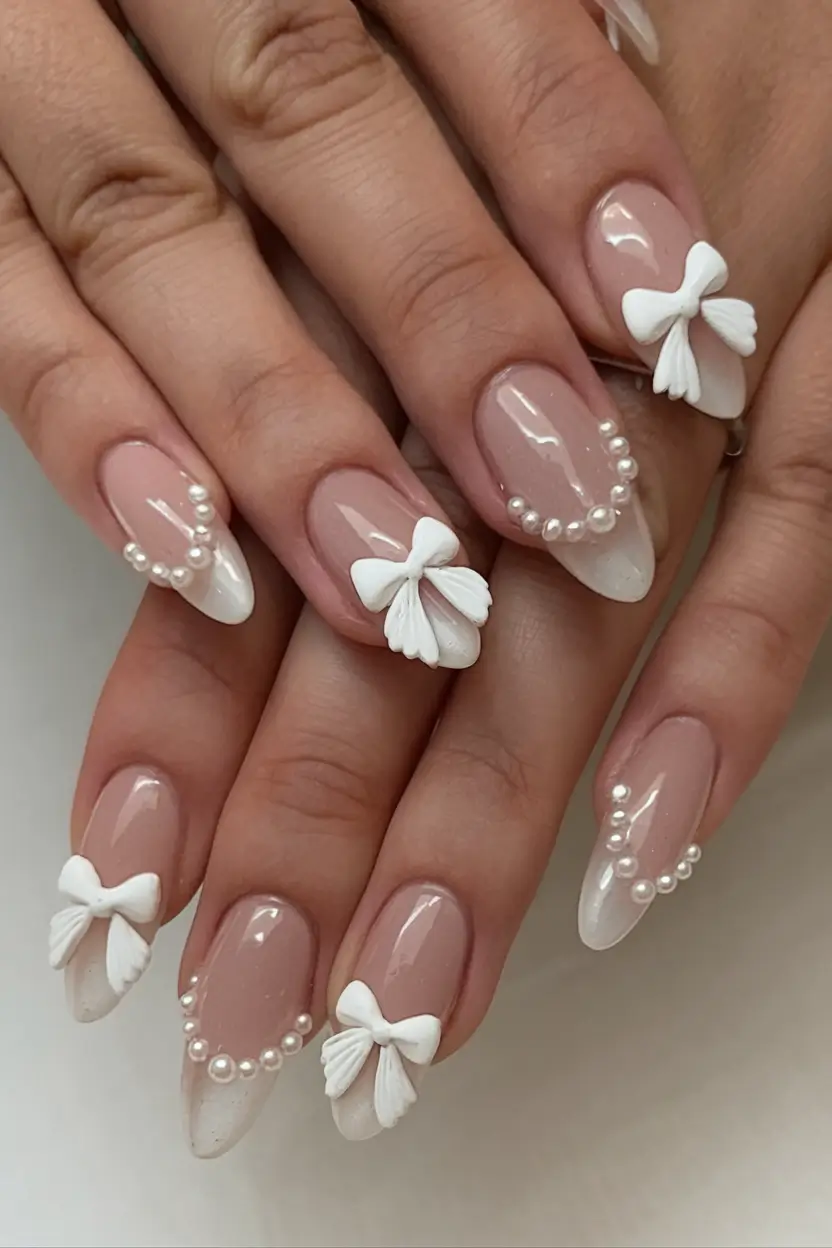 cute summer nails youll love in 2025 bridal-pearls-summer-twist