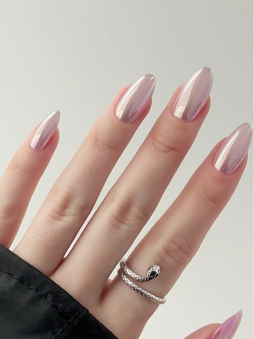 cute summer nails youll love in 2025 mirror-glazed-iridescence-summer-glow