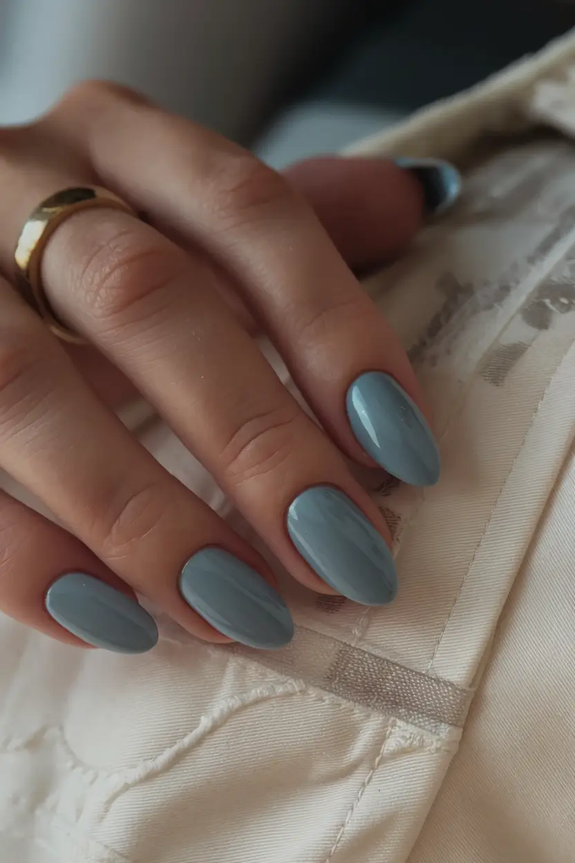cute summer nails youll love in 2025 dusty-blue-simplicity-chic