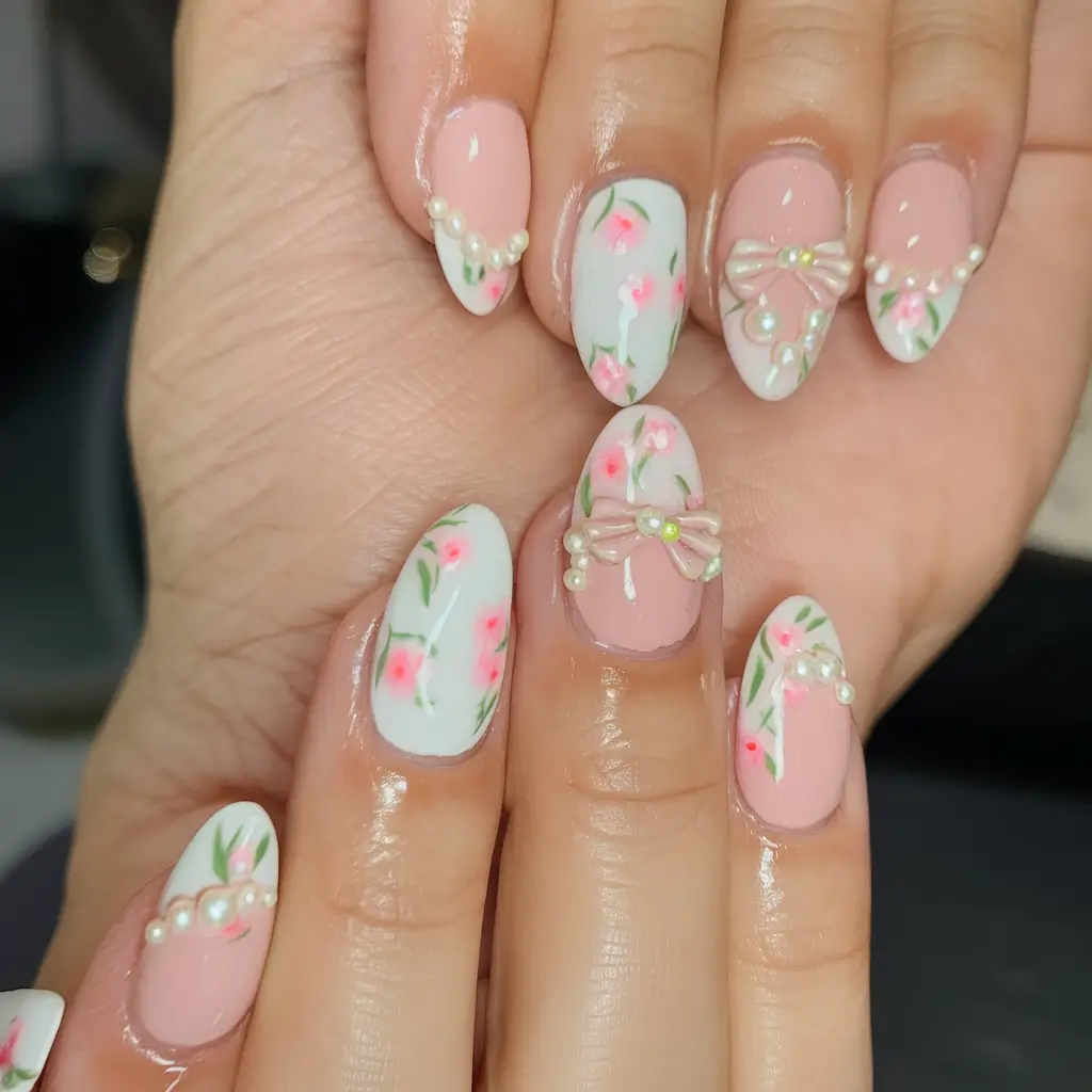 cute summer nails youll love in 2025 garden-party-romance