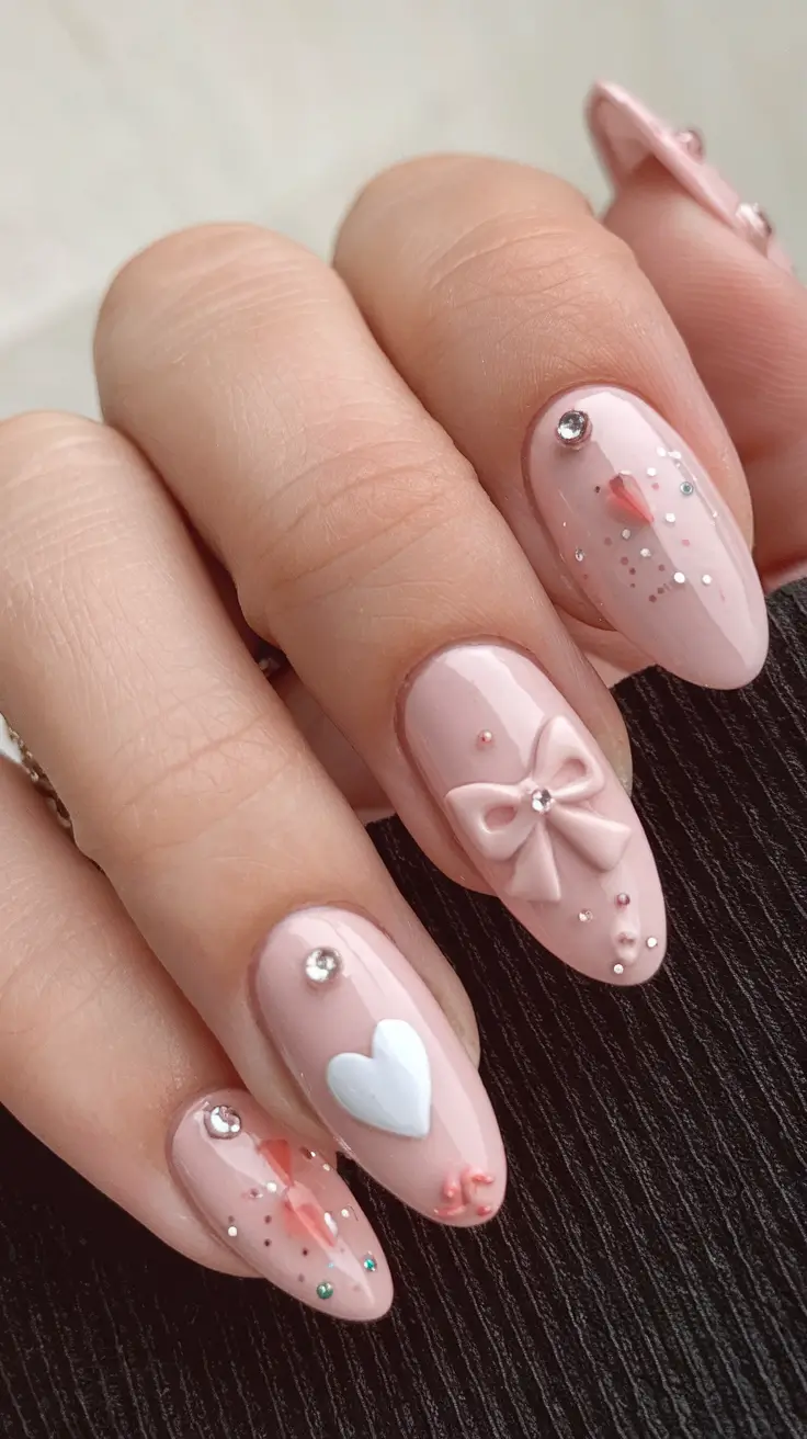 cute summer nails youll love in 2025 textured-glam-playful-hearts