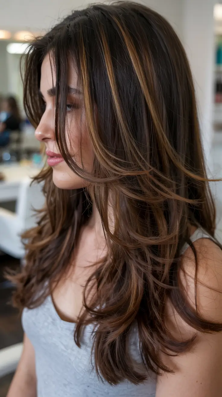 dark brown fall hair colors ideas 2025 Dimensional Brunette with Barely-There Highlights