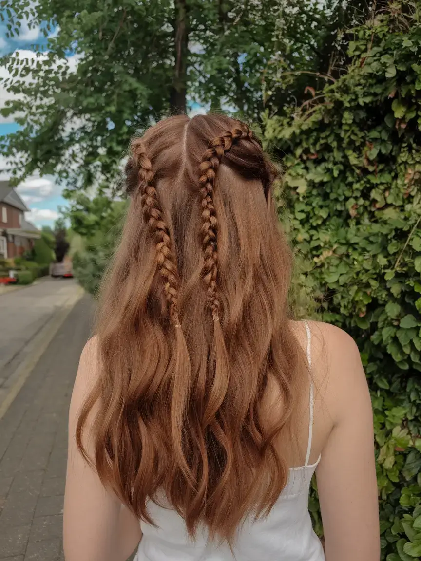 easy and cute july hairstyles for 2025 Boho Twin Side Braids