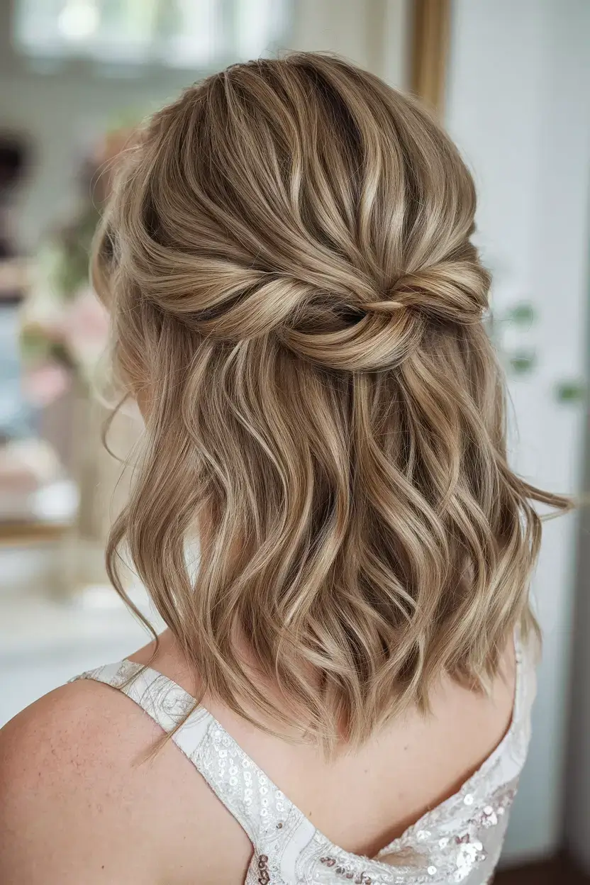 easy and cute july hairstyles for 2025 Textured Short Waves with Knot Detail